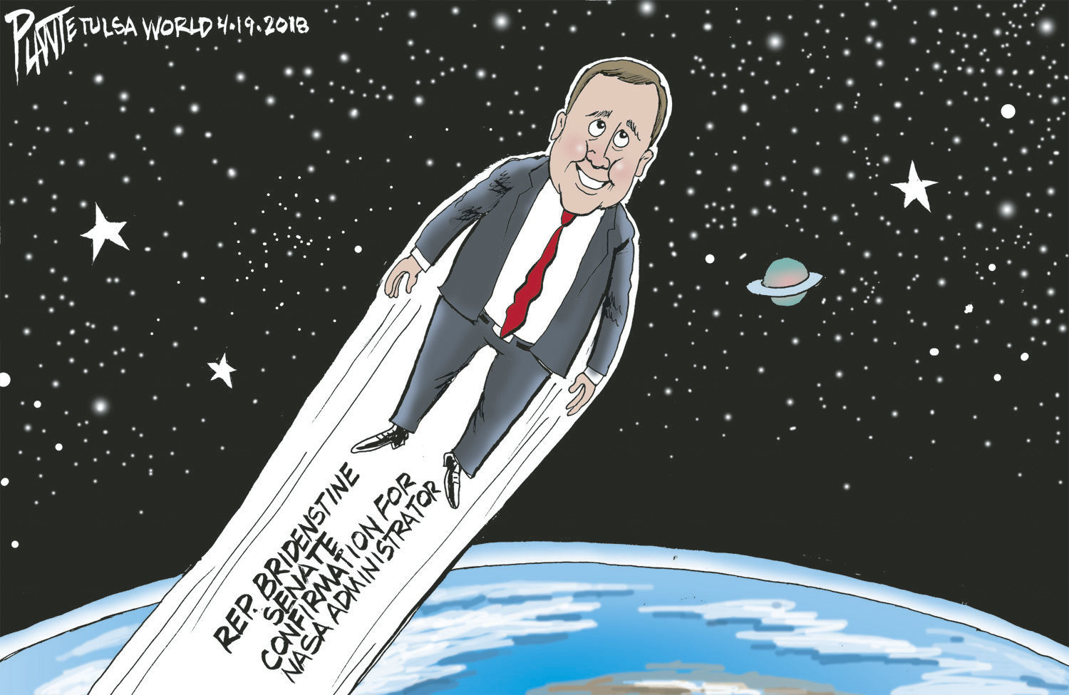 Bruce Plante Cartoon: Bridenstine to the Moon